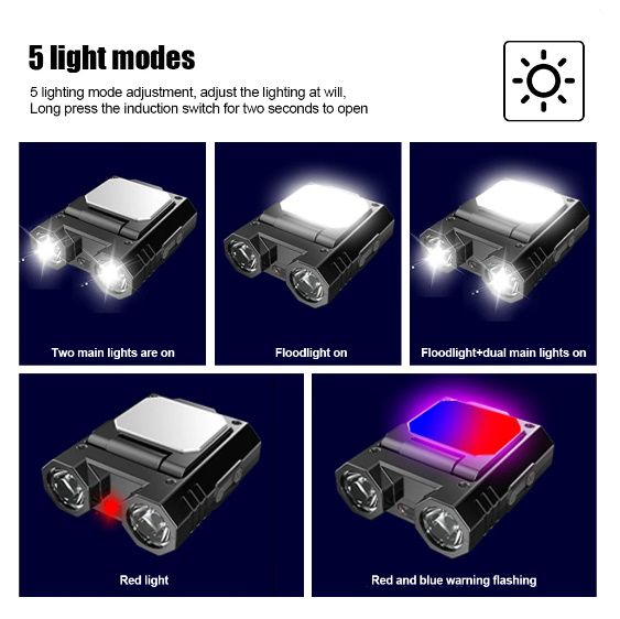 [필피싱] 센서 캡 라이트 LED 충전식 C타입 COB LED